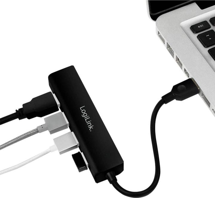 Actual product image LogiLink USB 3.0 hub 4-port black Buspowered (USB-A, 4 Ports)