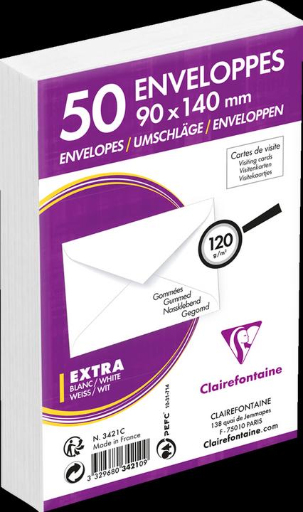 Image du produit Clairefontaine Enveloppes pour cartes de visite, 90 x 140 mm, blanc (90 x 140 mm)