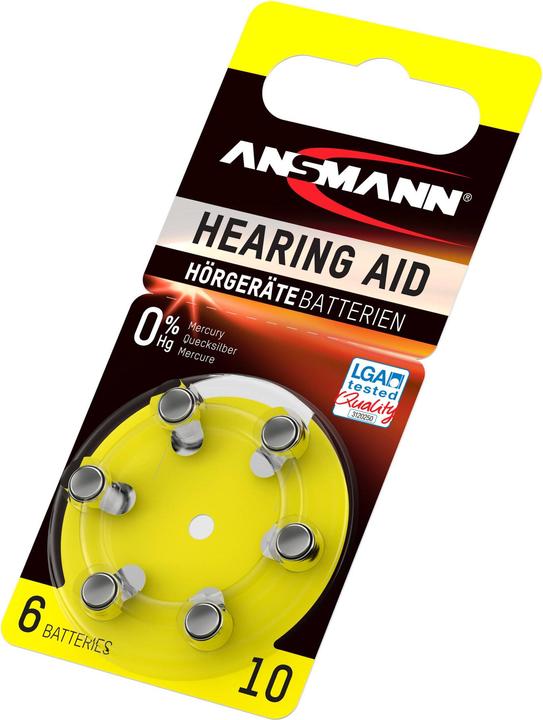 Actual product image Ansmann 1x6 Zinc-Air 10 (PR 70) hearing aid batteries (6 pcs., PR70, 90 mAh)