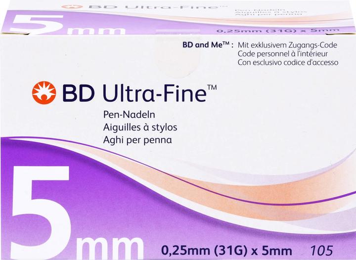 Produktbild BD ULTRA-FINE Pen-Nadeln 0,25 mm (31G) x 5 mm, 105 St. Kanülen (Pen Nadeln + Einmalkanülen)