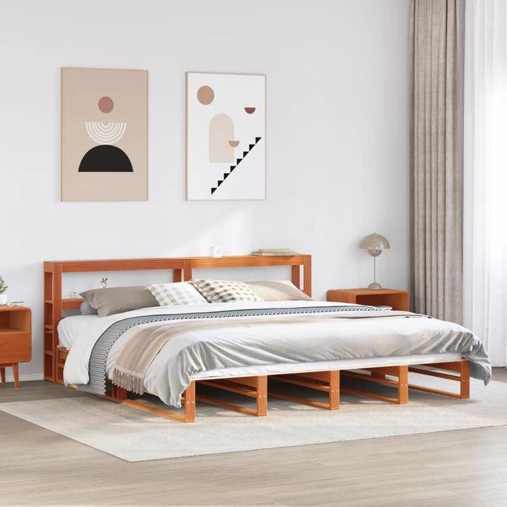 Actual product image VidaXL Solid wood bed Wooden bed Bed pallet bed with headboard 180x200cm pine (180 x 200 cm)