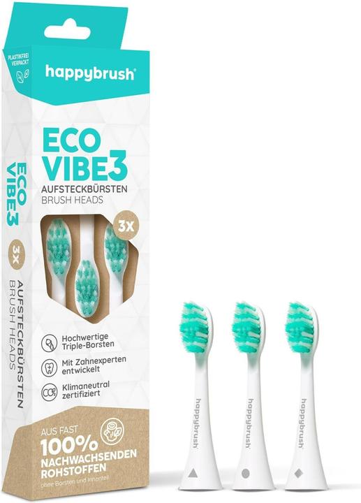 Produktbild happybrush Zahnbürstenkopf Eco Vibe 3+ 3 Stück, White-Mint (3 x)