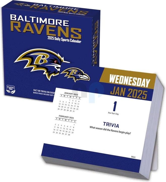 Immagine prodotto NFL - Baltimore Ravens - Calendario da tavolo 2025 (Tedesco, Francese, Italiano, Spagnolo, Inglese)