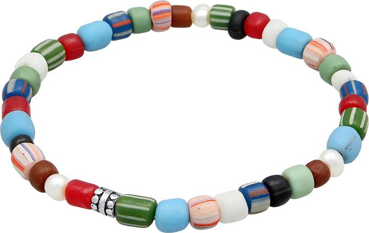 Actual product image Kuzzoi Bracelet Glass Beads Coloured Freshwater Pearls 925 Silver (23 cm, 925 sterling silver, No stone, Glass, Freshwater cultured pearls, Plastic)