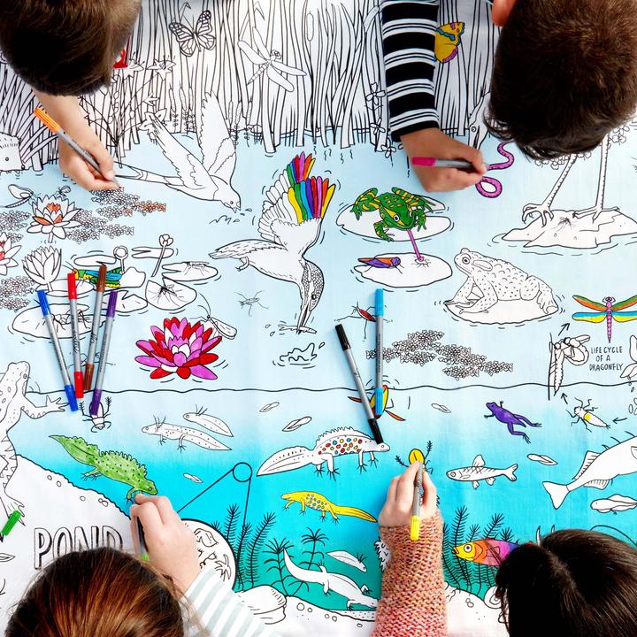Actual product image Eat Sleep Doodle Children's tablecloth - la vie de l'étang (130 x 85 cm)