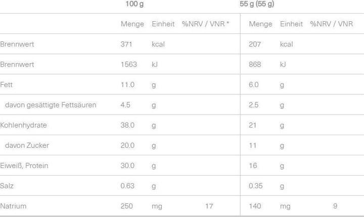 Valori nutrizionali e ingredienti Isostar Barretta croccante al cioccolato al 30% di proteine, 16 x 55g (Cioccolato, 16 pz., 880 g)