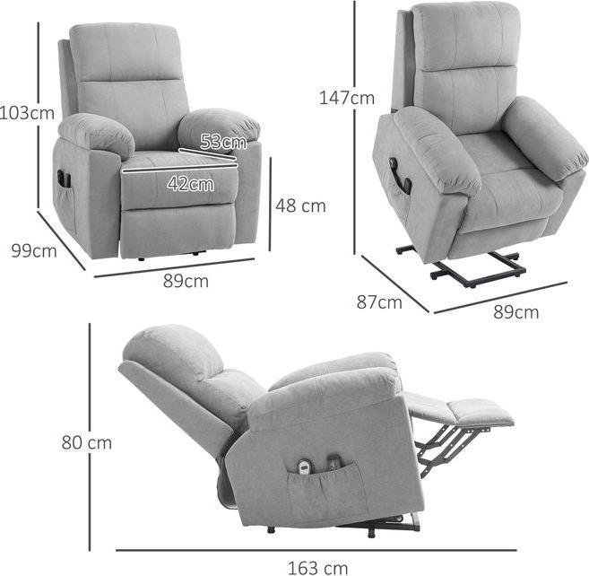 Actual product image Swisshandel24 TV armchair electric stand-up aid reclining function remote control massage armchair linen look