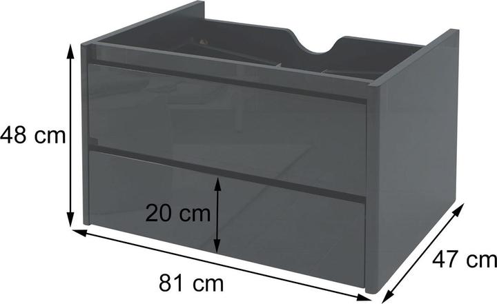 Produktbild Mendler Waschbeckenunterschrank, Waschtischunterschrank Waschtisch Badezimmer, hochglanz Soft-Close 50x80cm