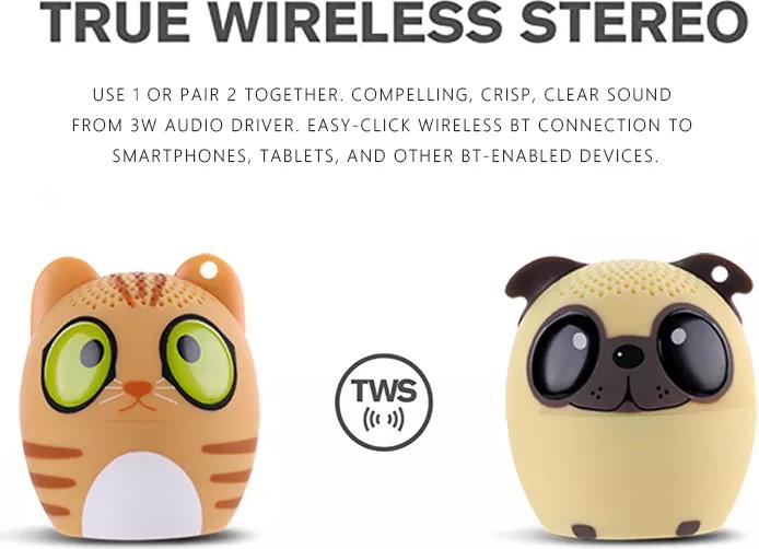 Image du produit PhoneLook Mini enceinte speaker portable légère avec Bluetooth sans fil en forme d’animal Chat (6 h, Fonctionnement sur secteur)
