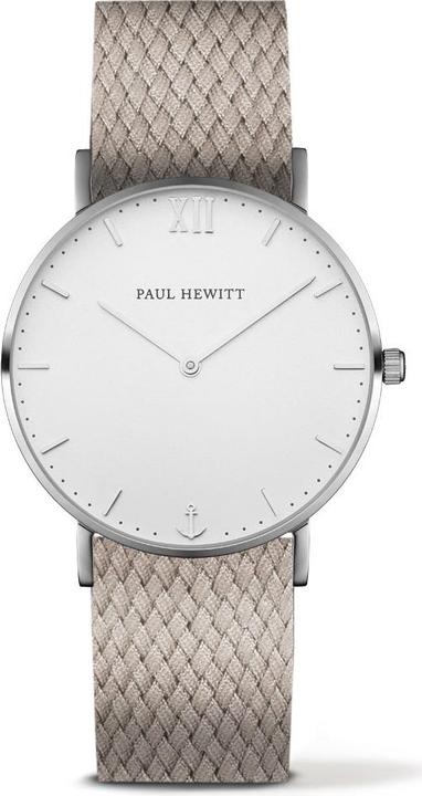 Immagine prodotto Paul Hewitt Sailor Line Bianco Sabbia Argento Perlon Nocciola (Orologio da polso analogico, 39 mm)