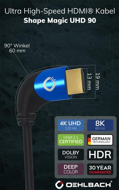 Actual product image Oehlbach HDMI AV connection cable (1x HDMI plug - 1x HDMI plug) 2 m Black (2 m, HDMI)