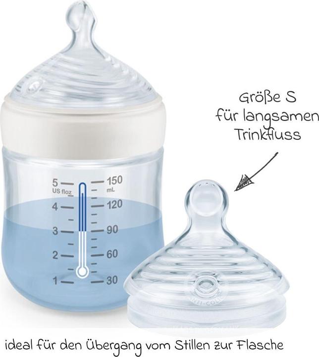 Immagine prodotto NUK per il biberon Nature con controllo della temperatura, con tettarella in silicone simile al seno in (150 ml)