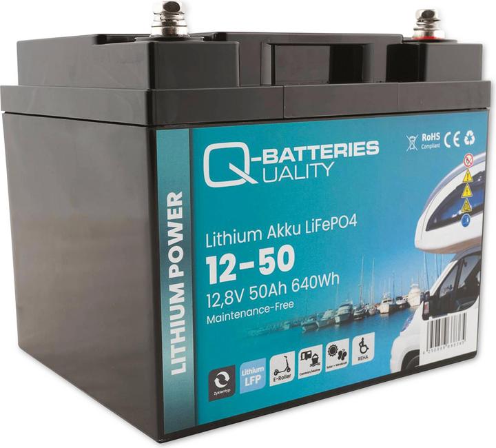 Immagine prodotto Q-Batteries Batteria al litio 12-50 12,8V 50Ah 640Wh LiFePO4 (50000 mAh)