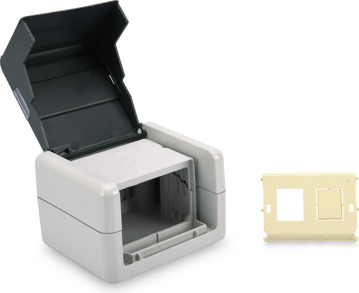 Produktbild Digitus Datenanschlussdose für Keystone Module IP44 Aufputz mit Klappdeckel optionaler Einsatz für 2x Key... (Kabel Zubehör)