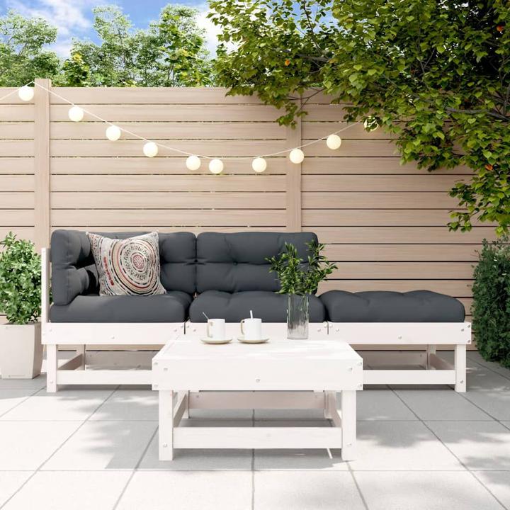 Actual product image VidaXL 4-tlg. Garten-Lounge-Set Weiss Massivholz Kiefer,Farbe