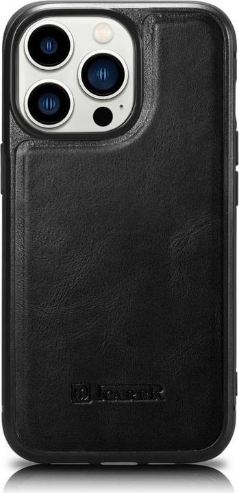 Actual product image iCarer Leather Oil Wax case for iPhone 14 Pro Max leather case black (WMI14220720-BK) (Apple iPhone 14 Pro Max)