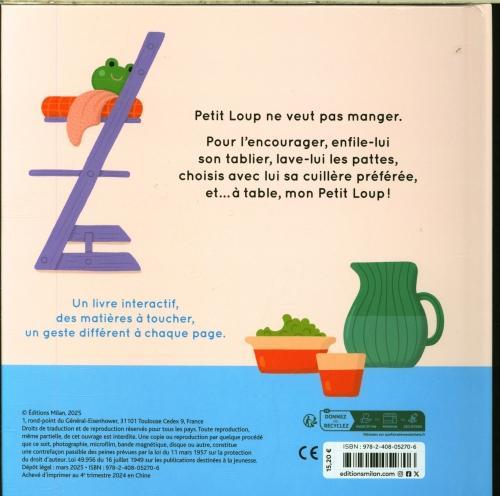 Energie-Label Milan éditions A table, mon petit loup! : un livre à toucher (Französisch, Ameling Charlotte, 2025)
