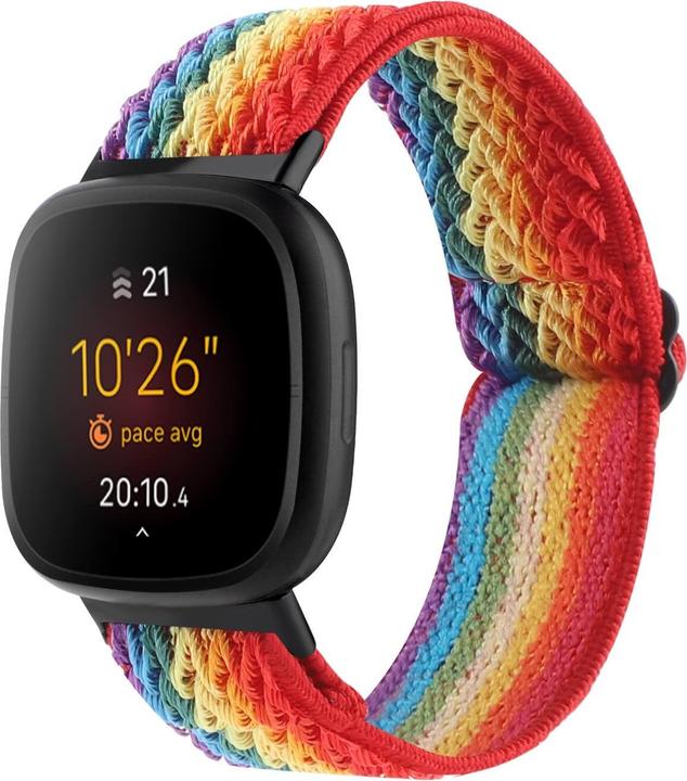 Image du produit Cover-Discount Fitbit Versa 4 / Sense 2 - Bracelet de remplacement en nylon arc-en-ciel (Nylon)