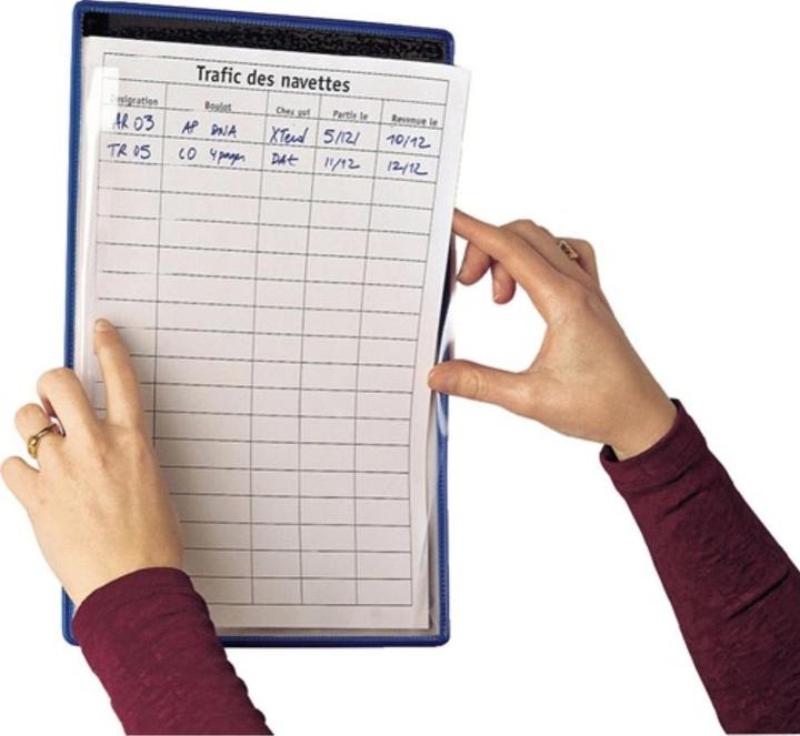 Image du produit Tarifold Porte-feuille de contrôle PVC avec cadre en fil de fer gainé de plastique bleu DIN A4 oeillets