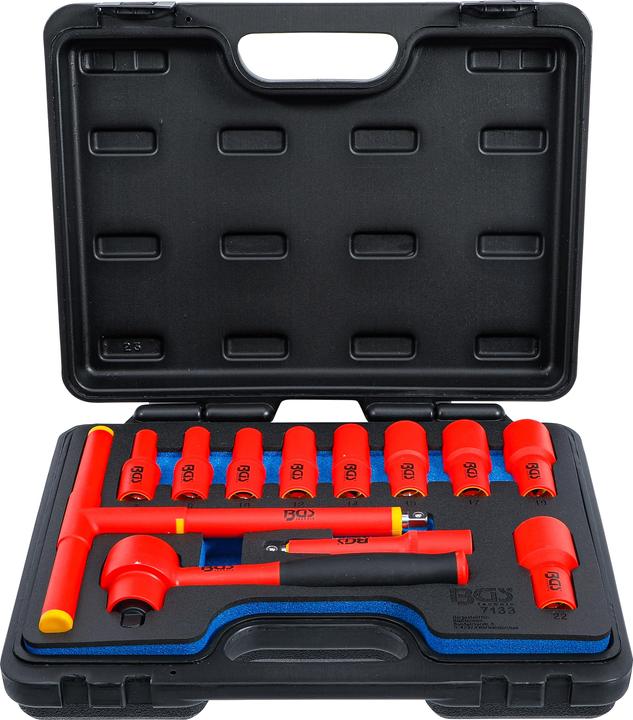 BGS Jeu de douilles VDE (7 mm, 8 mm, 10 mm, 12 mm, 14 mm, 15 mm, 17 mm, 19 mm, 22 mm)