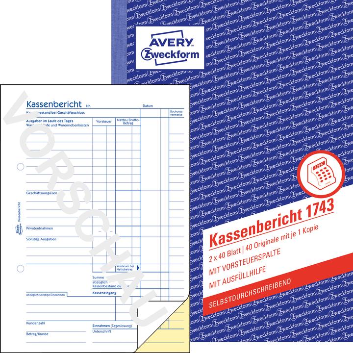 Actual product image Avery Cash report (40 x)