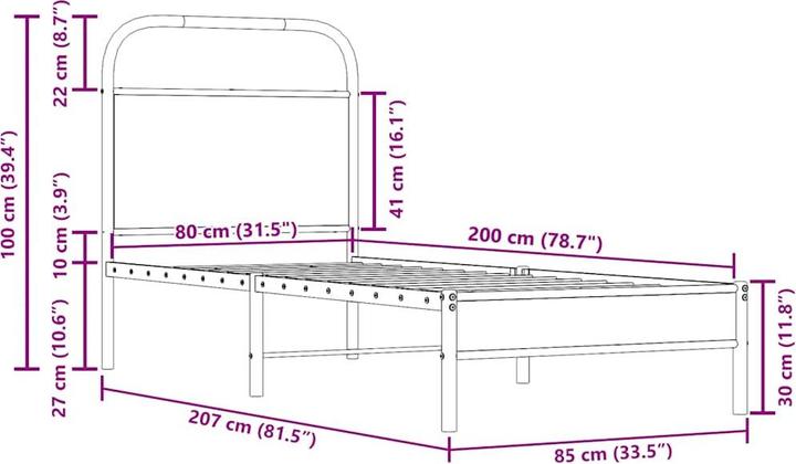 Immagine prodotto VidaXL Struttura letto senza materasso 120x190 cm in legno di quercia affumicata (120 x 190 cm)