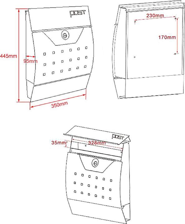 Actual product image Wiltec Mailbox Set Stand Letterbox V4 Single Postbox Letter Mail