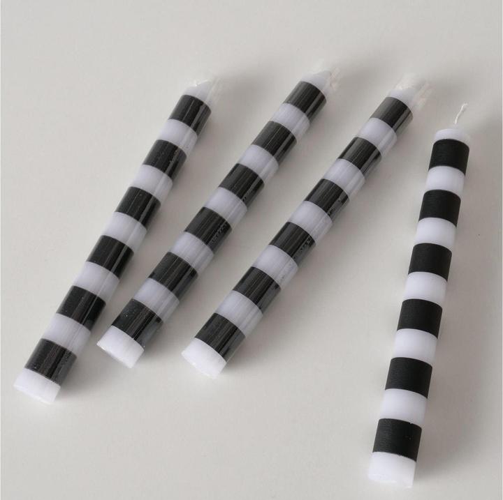 Immagine prodotto Boltze Home Candela a bastoncino a strisce bianco nero 20cm 4pz (4 pz.)