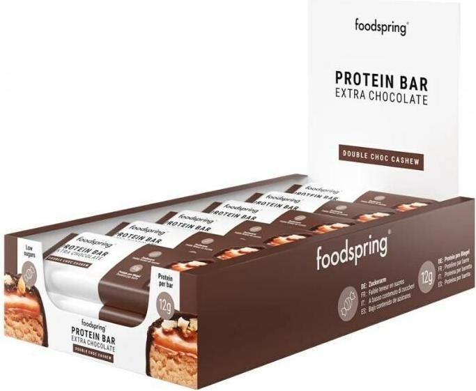 Immagine prodotto Foodspring Barretta proteica al cioccolato extra (Cioccolato, 12 pz., 380 g)