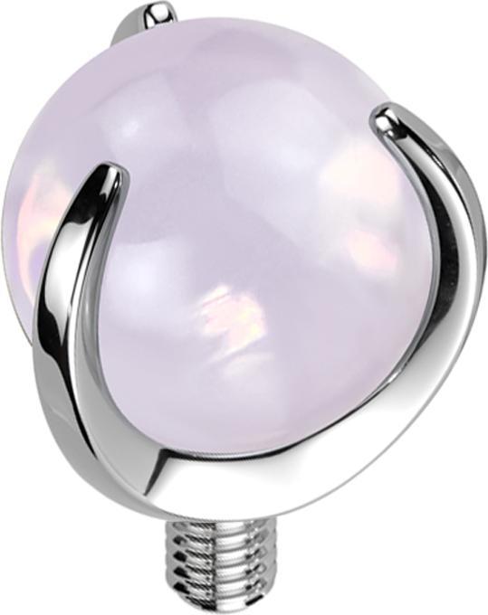 Actual product image Star Piercing Dermal Anchor silver ball Opalite pink stone set (Mineral, without brass, Titanium G23)