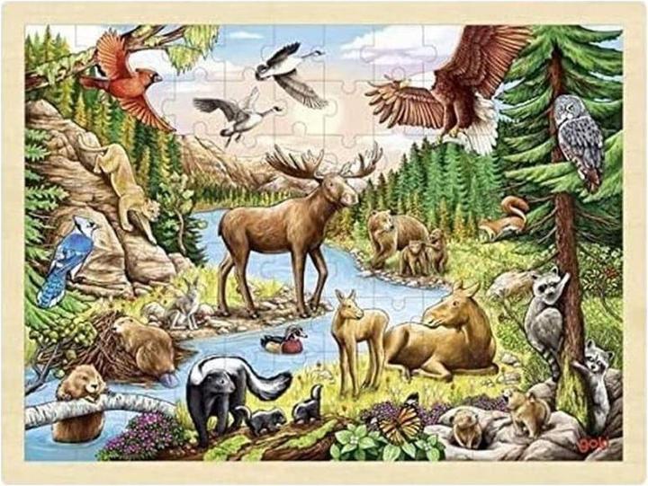 Image du produit Goki Casse-tête avec incrustation de la nature sauvage d'Amérique du Nord (96 pièces)