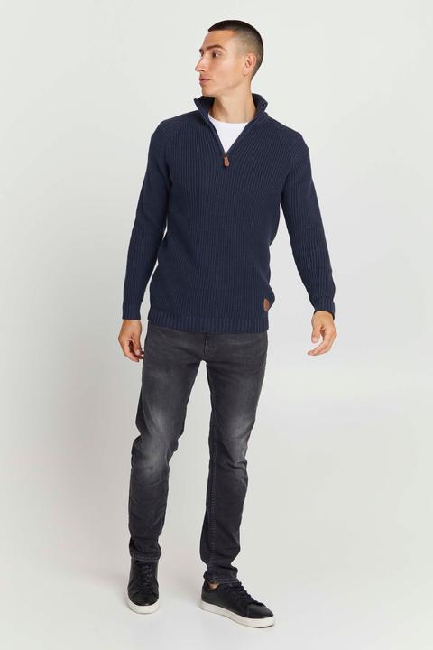 Actual product image Solid Xenox Men's Jumper Chunky Knit Pullover Troyer Made Of 100% Cotton (L)
