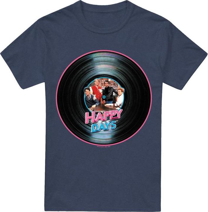 Actual product image Happy Days Unisex Adult On the Record T-Shirt (M)