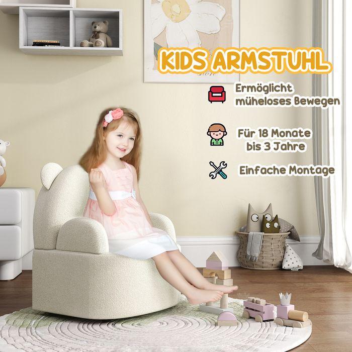 Image du produit Swisshandel24 Fauteuil enfant, canapé enfant, teddy fleece, forme ours, 1,5-3 ans, beige (Fauteuil pour enfants)