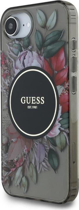 Image du produit Guess Case IML Flowers MagSafe for iPhone 16e black (Apple iPhone 16e)