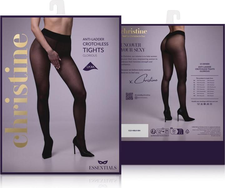 Produktbild Christine Le Duc Strumpfhose mit offenem Schritt AntiLaufmaschen Glorious schwarz (S/M)