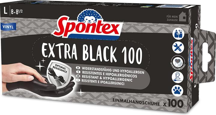 Actual product image Spontex Disposable gloves Extra Black 100 made of vinyl size L