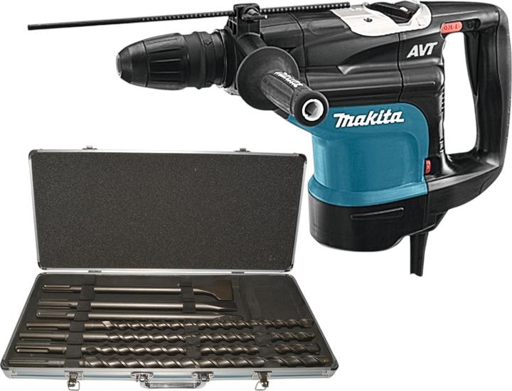 Produktbild Makita HR 4510 C Kombihammer 1350 Watt SDS Max 9,4 J + 7 tlg. Bohrer und Meissel Set + Koffer (Netzbetrieb)