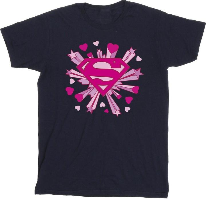 Superman Pink Hearts And Stars Logo TShirt Mädchen