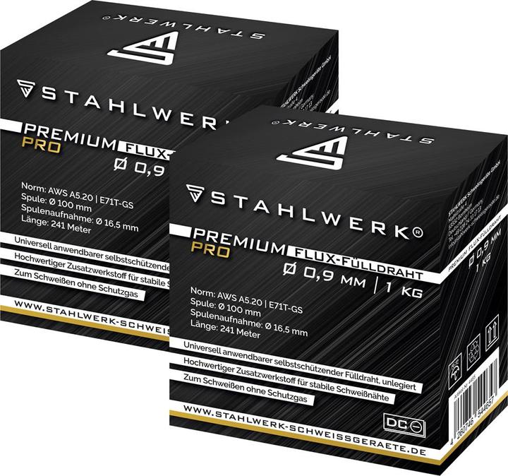 Produktbild Stahlwerk Schweissdraht MIG MAG Premium Fülldraht E71T-GS Ø 0,9 mm 0,9 kg 2er Set