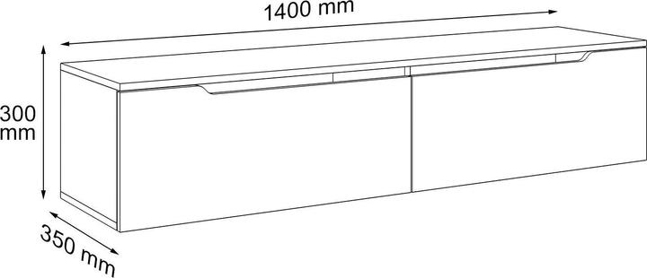 Actual product image SONNI low-profile TV cabinet, white high gloss hanging 160 x 35 x 30 cm, TV cabinet with LED lightin (160 x 35 x 30 cm)