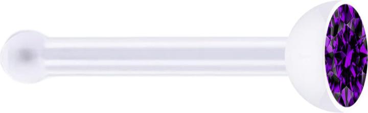 Star Piercing Nasenstecker gerade transparent mit Kristall violett (ohne Messing, Bioflex)