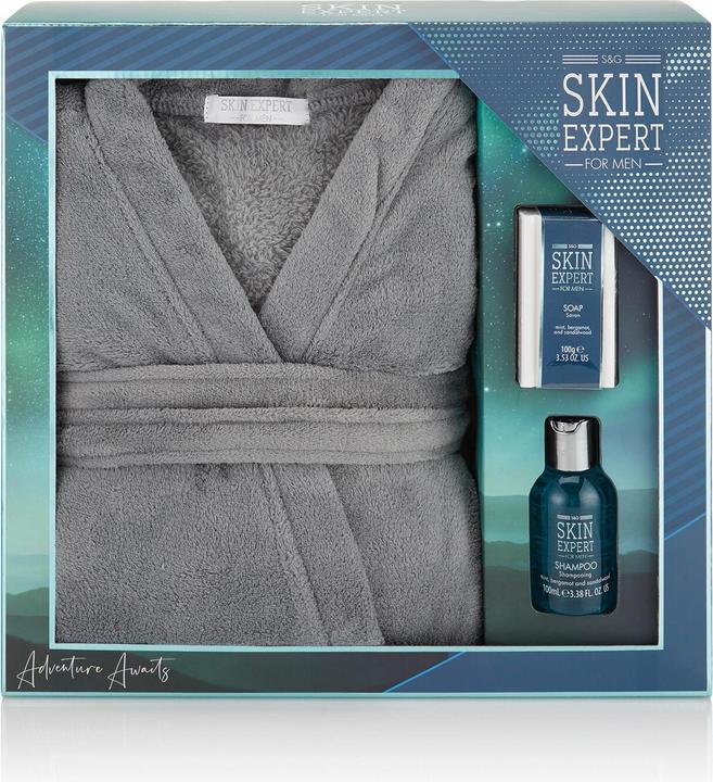 Style & Grace Skin Expert Bath Robe Gift Set with Shampoo, Soap, and Bath Robe (Bartpflege set)