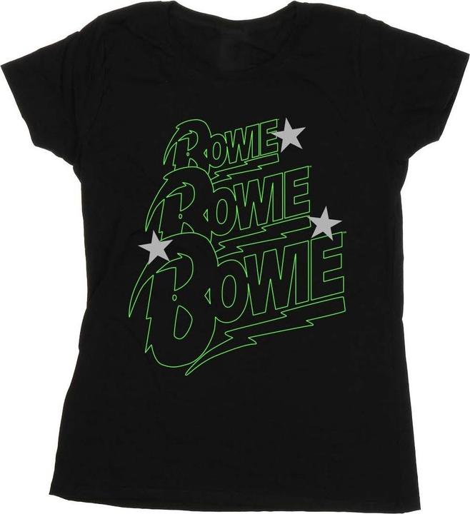 Immagine prodotto David Bowie Multiple Neon Logo Maglietta Donna (XL)