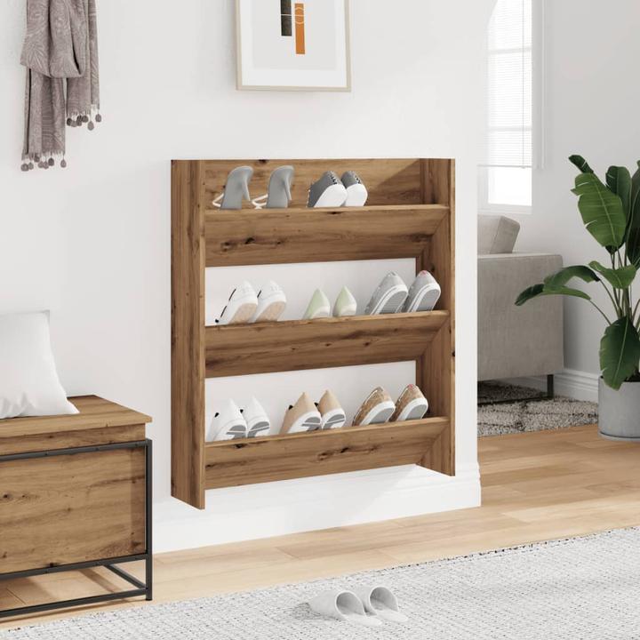 Image du produit VidaXL Wand-Schuhregal Artisan-Eiche 80x18x90 cm Holzwerkstoff (80 x 18 x 90 cm)