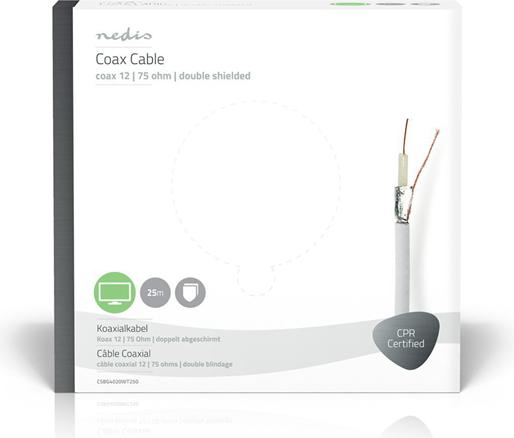Image du produit Nedis Câble d'antenne en rouleau | Coax 12 | 75 Ohm | Double blindage | ECA | 25.0 m | Coax | PVC | (75 dB, Câble d'antenne)