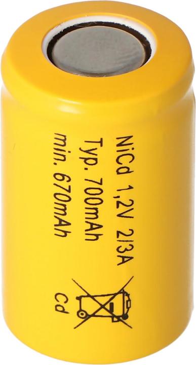 Produktbild Panasonic Akku KR-600AE 2/3 A Cadnica, Flat Top ohne Lötfahne (1 Stk., 700 mAh, Ladegerät ohne Akku)