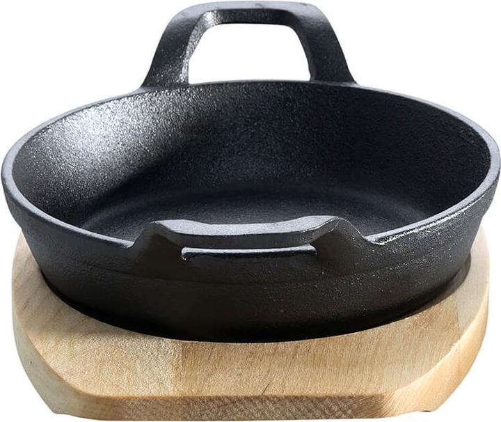 Image du produit All'Grill Poêle en fonte avec 2 poignées Ø 15 cm et dessous de plat en bois