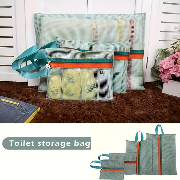 Actual product image Only-Bags.Store 4 pieces Travel Mesh Storage Bags, lightweight, versatile organisers, portable mesh bags