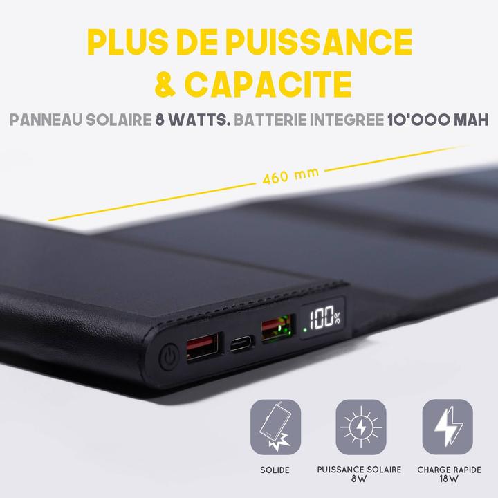 Image du produit Sunslice Batterie solaire portable 8W "Electron" (10000 mAh, 8 W)